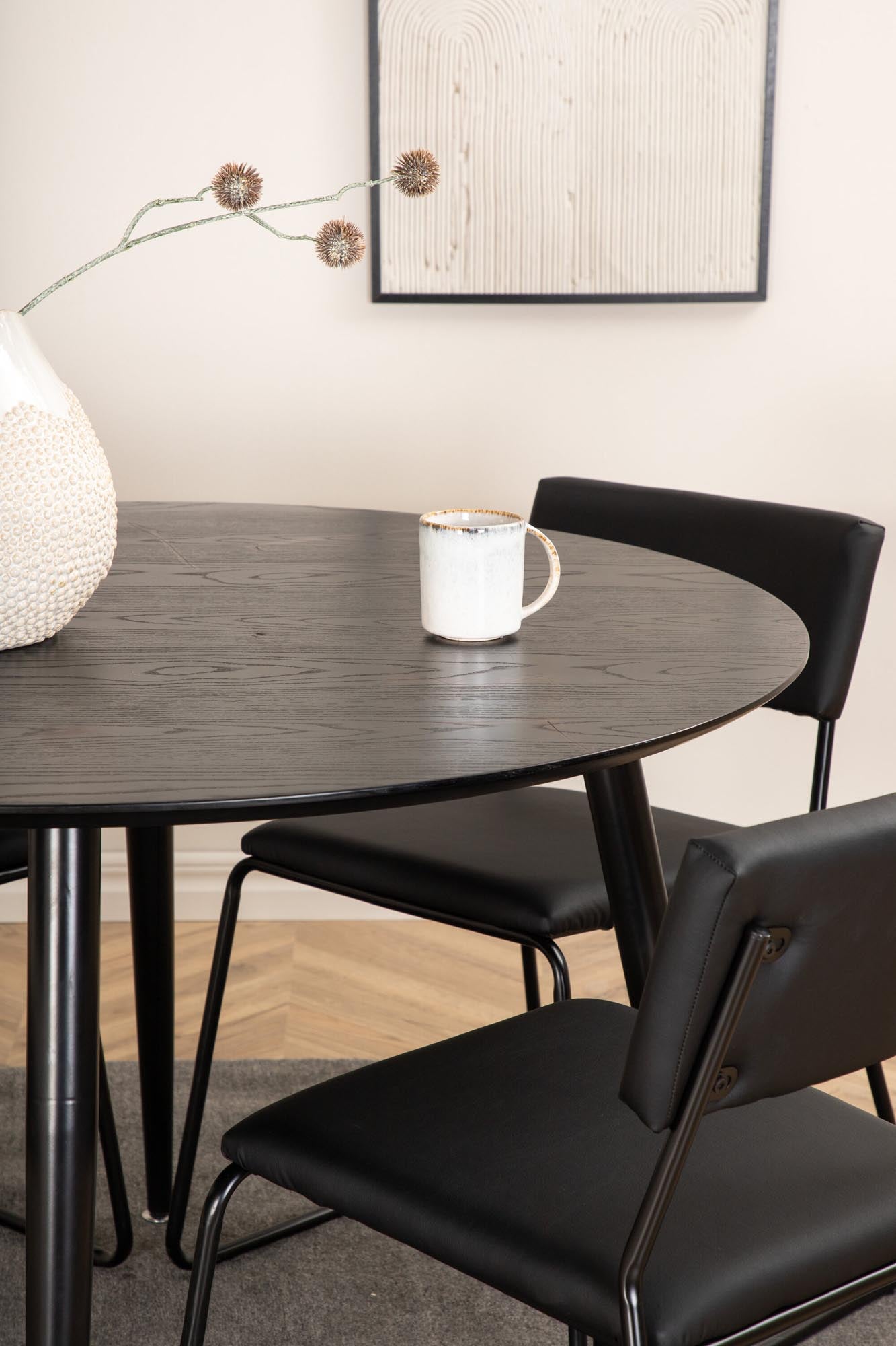 Dipp Esszimmerset + Kenth ⌀115cm/4St. in Schwarz präsentiert im Onlineshop von KAQTU Design AG. Esszimmerset ist von Venture Home