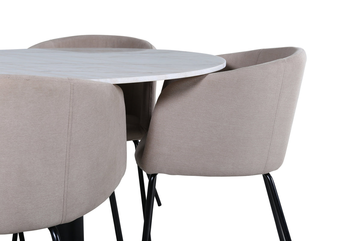 Estelle Esszimmerset + Berit ⌀106cm/4St. in Beige, Schwarz präsentiert im Onlineshop von KAQTU Design AG. Esszimmerset ist von Venture Home