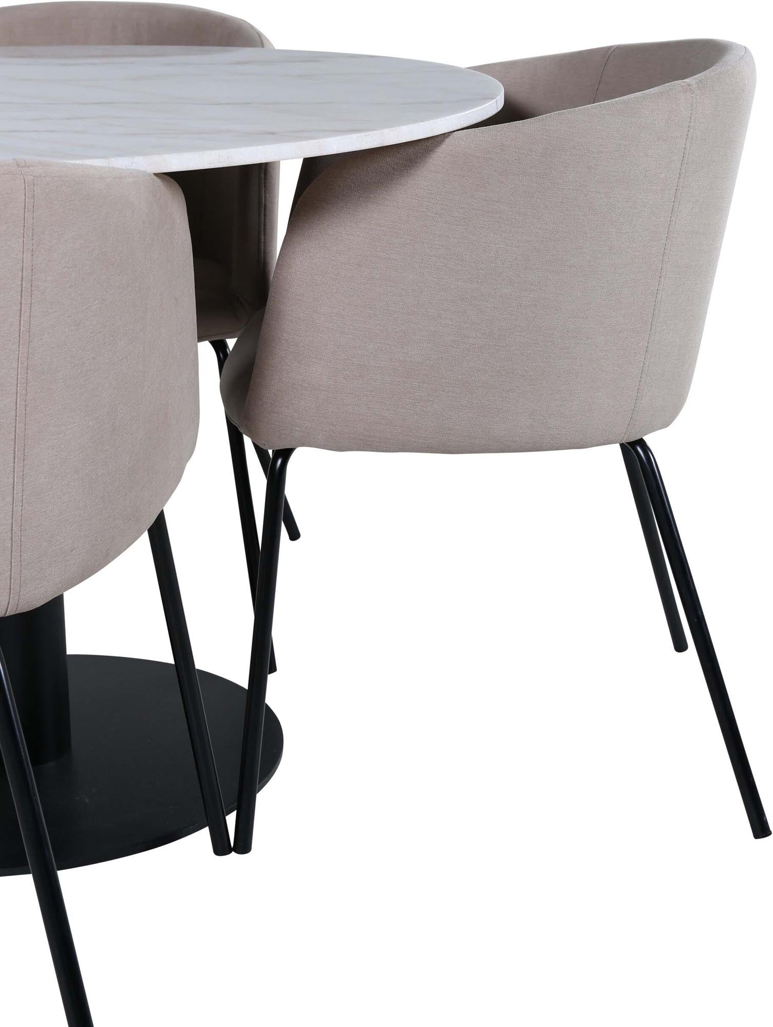 Estelle Esszimmerset + Berit ⌀106cm/4St. in Beige, Schwarz präsentiert im Onlineshop von KAQTU Design AG. Esszimmerset ist von Venture Home