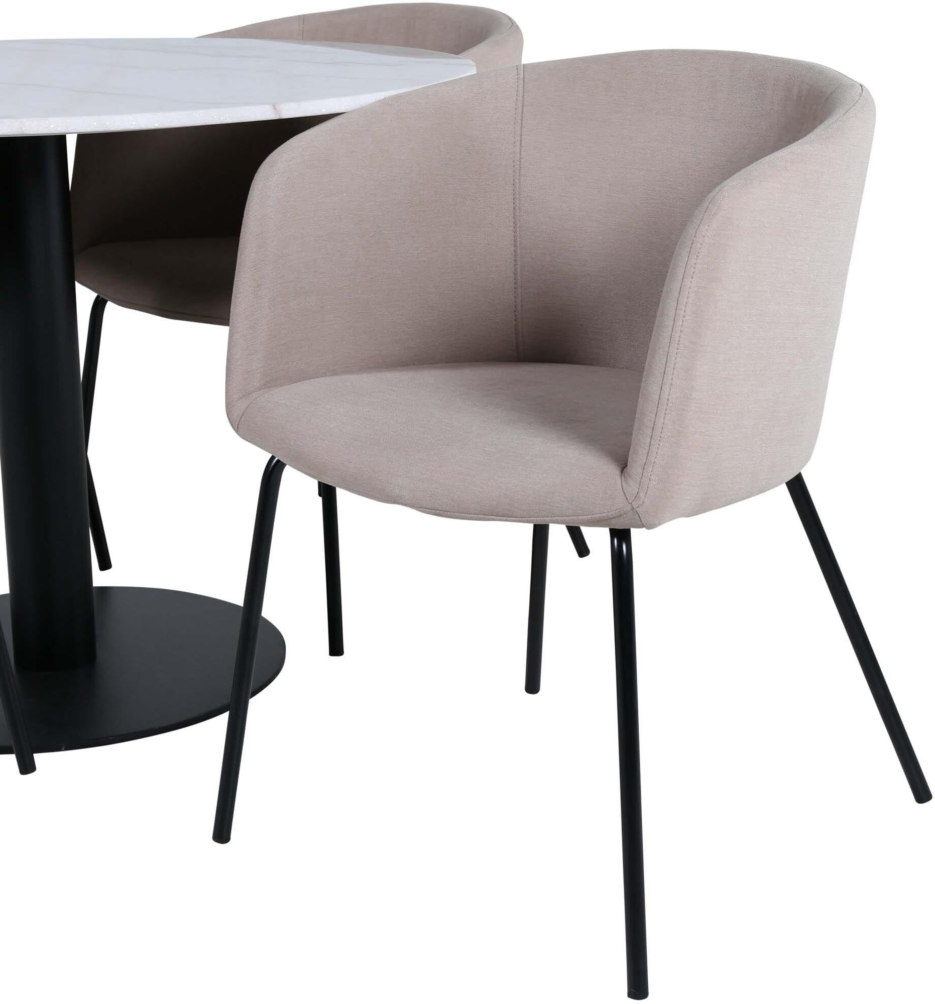 Estelle Esszimmerset + Berit ⌀106cm/4St. in Beige, Schwarz präsentiert im Onlineshop von KAQTU Design AG. Esszimmerset ist von Venture Home