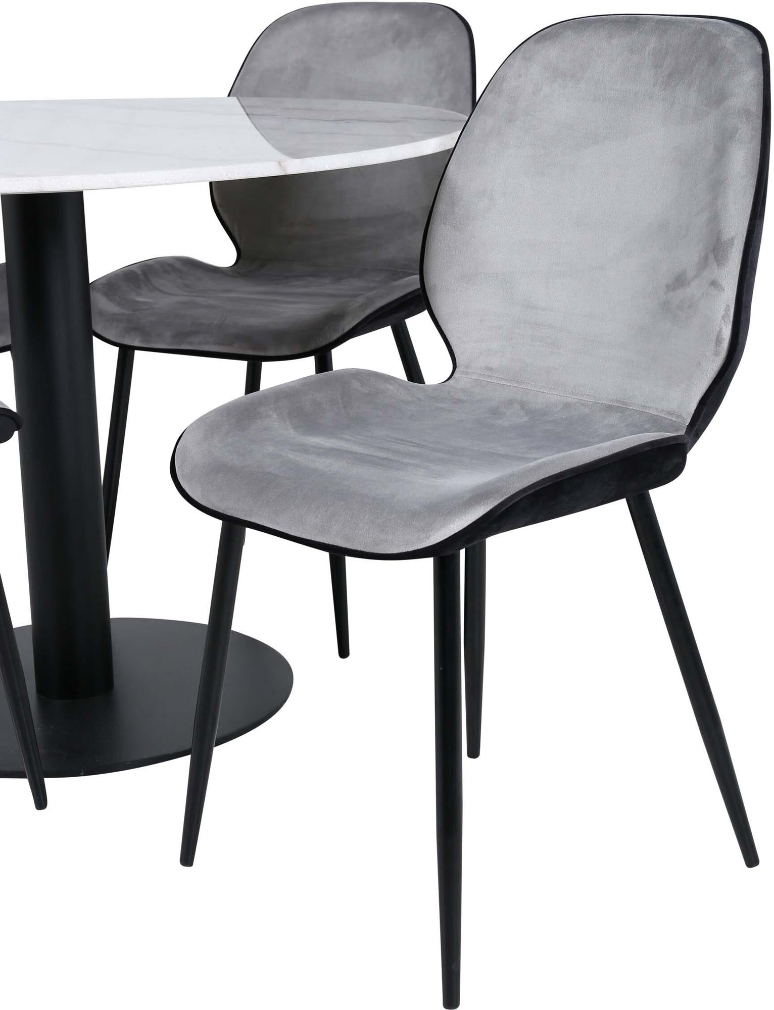 Estelle Esszimmerset + Emma ⌀106cm/4St. in Schwarz, Hellgrau präsentiert im Onlineshop von KAQTU Design AG. Esszimmerset ist von Venture Home