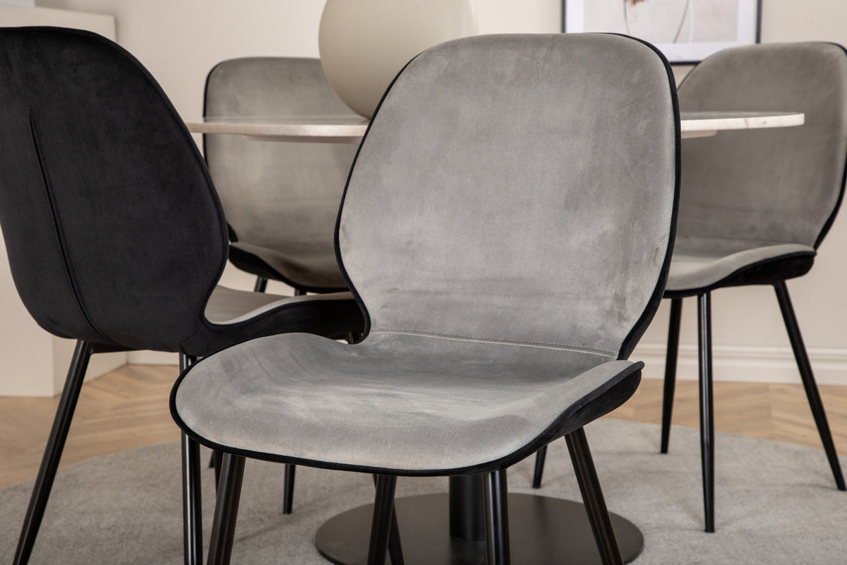 Estelle Esszimmerset + Emma ⌀106cm/4St. in Schwarz, Hellgrau präsentiert im Onlineshop von KAQTU Design AG. Esszimmerset ist von Venture Home