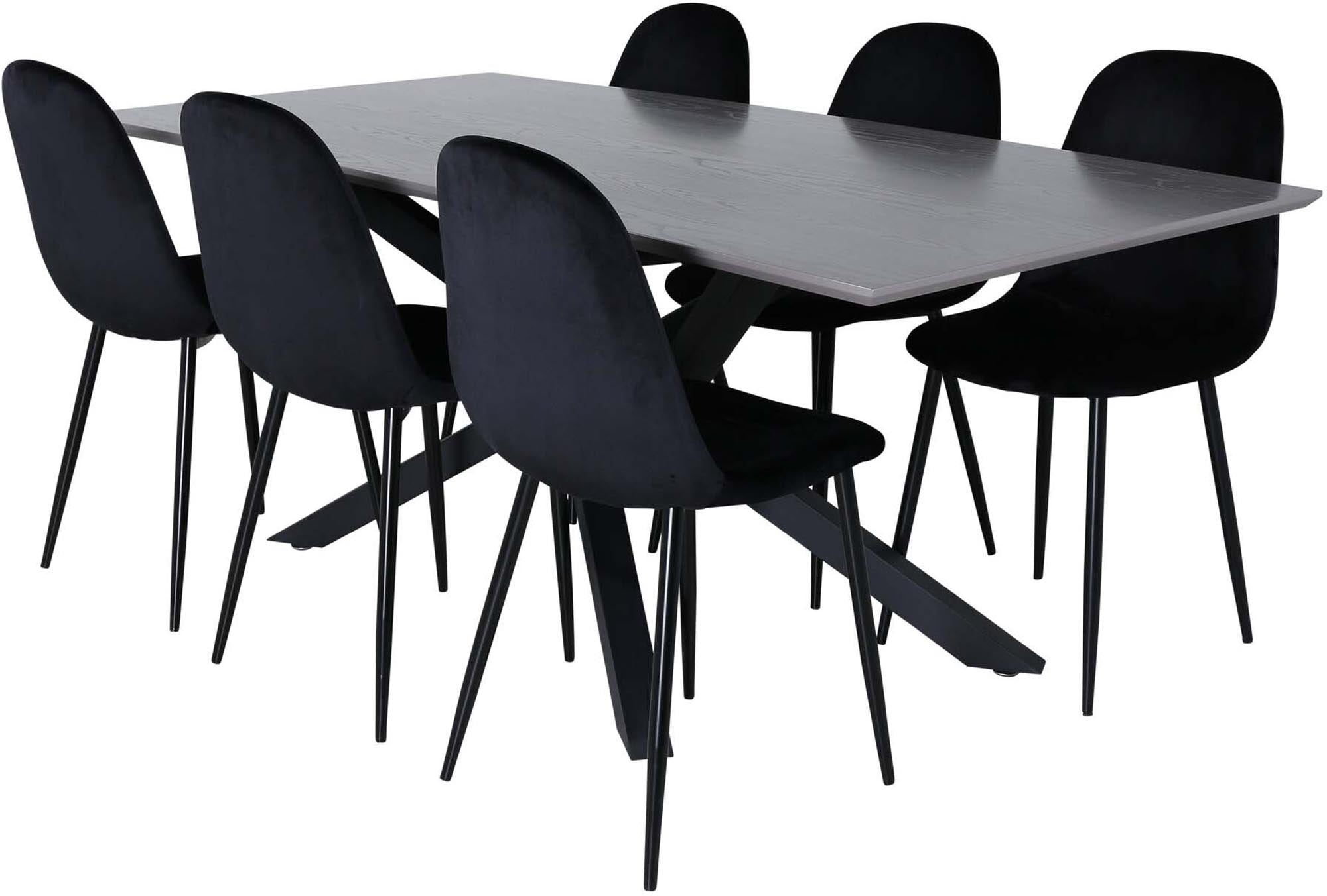 Piazza Esszimmerset + Polar 180cm/6St. in Weiss / Schwarz präsentiert im Onlineshop von KAQTU Design AG. Esszimmerset ist von Venture Home