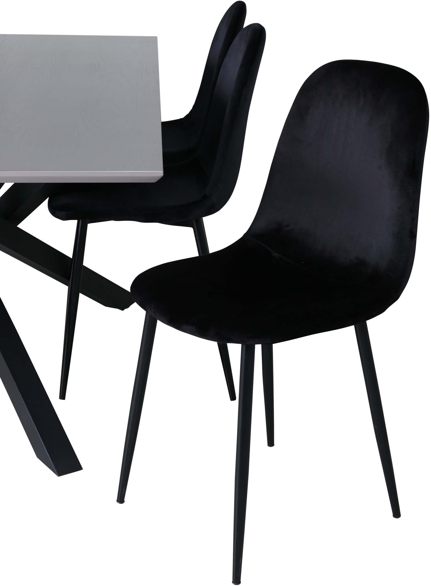 Piazza Esszimmerset + Polar: Elegante Esstischgruppe mit modernem MDF-Tisch und luxuriösen Samtstühlen für gesellige Runden und stilvolles Wohnen.