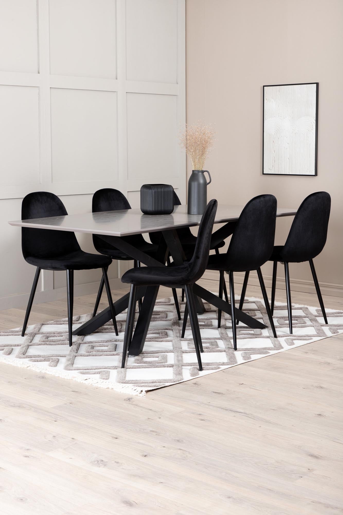 Piazza Esszimmerset + Polar 180cm/6St. in Weiss / Schwarz präsentiert im Onlineshop von KAQTU Design AG. Esszimmerset ist von Venture Home