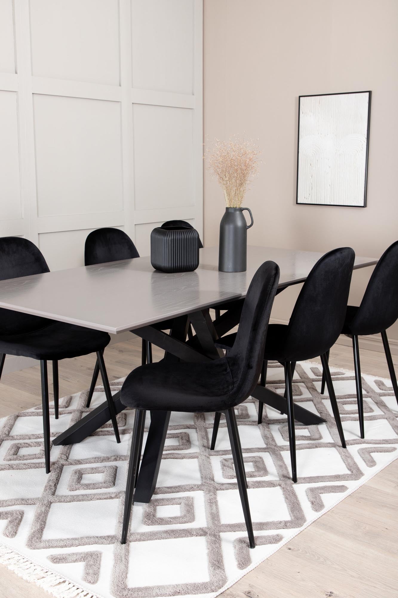 Piazza Esszimmerset + Polar 180cm/6St. in Weiss / Schwarz präsentiert im Onlineshop von KAQTU Design AG. Esszimmerset ist von Venture Home