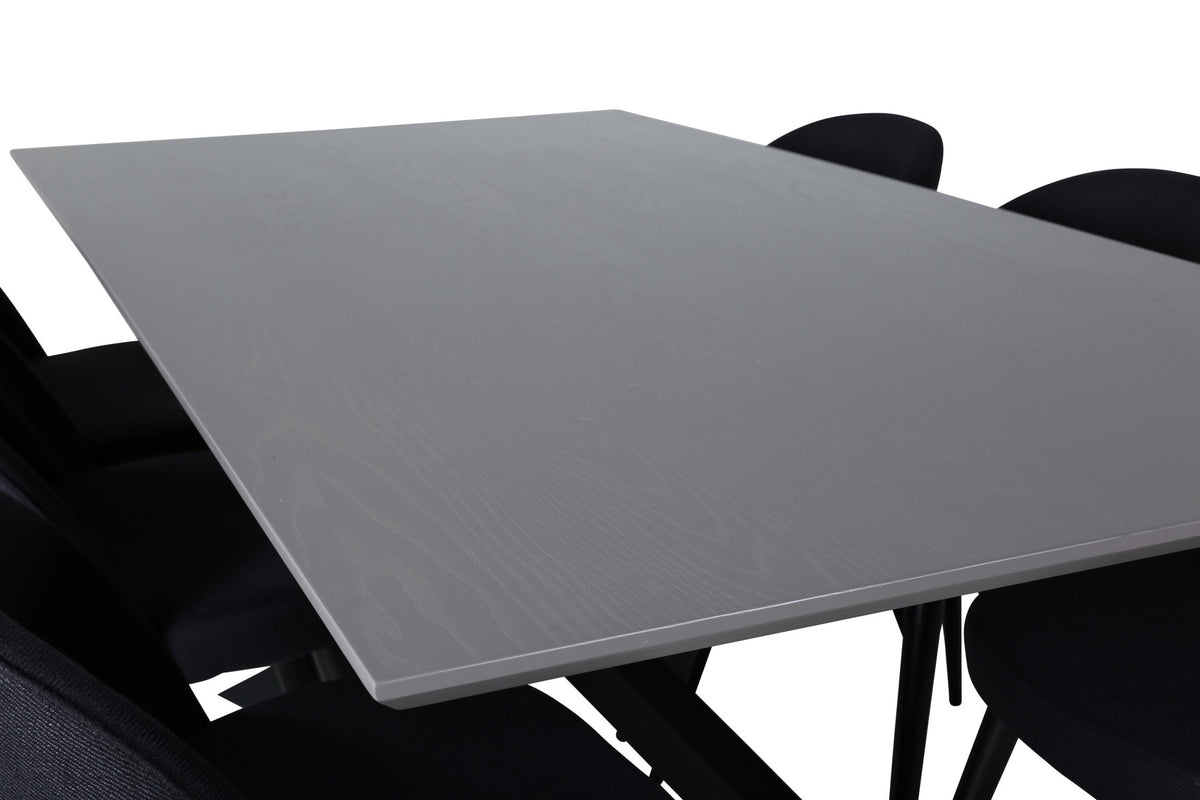 Piazza Esszimmerset + Velvet 180cm/6St. in Grau / Schwarz präsentiert im Onlineshop von KAQTU Design AG. Esszimmerset ist von Venture Home