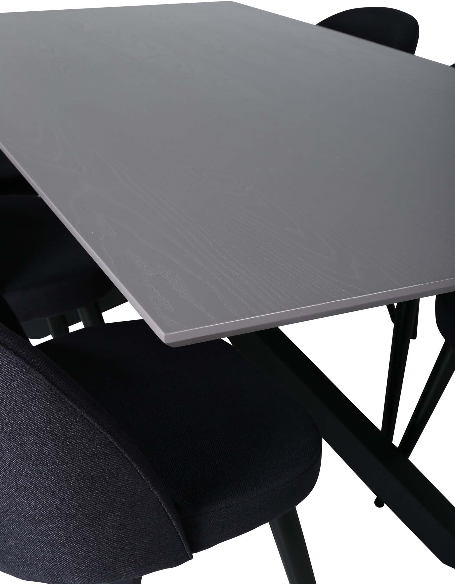 Piazza Esszimmerset + Velvet 180cm/6St. in Grau / Schwarz präsentiert im Onlineshop von KAQTU Design AG. Esszimmerset ist von Venture Home