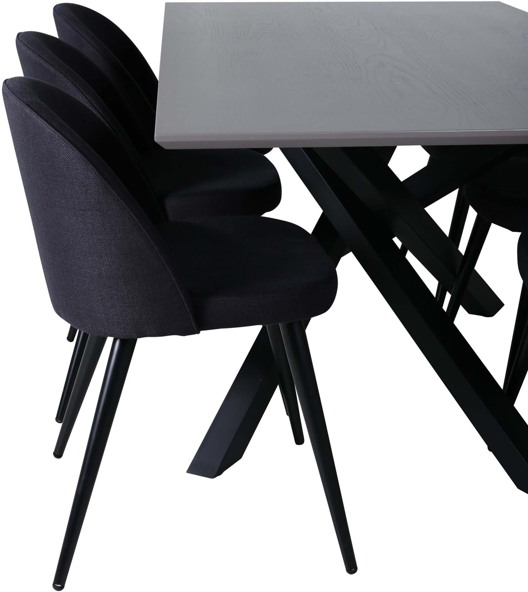 Piazza Esszimmerset + Velvet 180cm/6St. in Grau / Schwarz präsentiert im Onlineshop von KAQTU Design AG. Esszimmerset ist von Venture Home