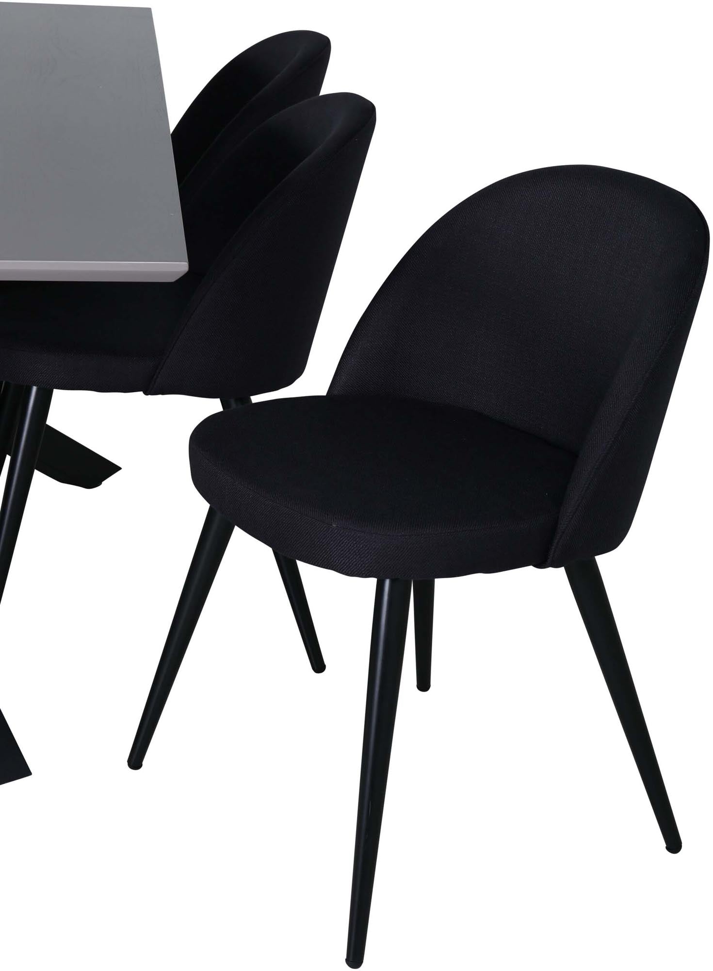 Piazza Esszimmerset + Velvet 180cm/6St. in Grau / Schwarz präsentiert im Onlineshop von KAQTU Design AG. Esszimmerset ist von Venture Home