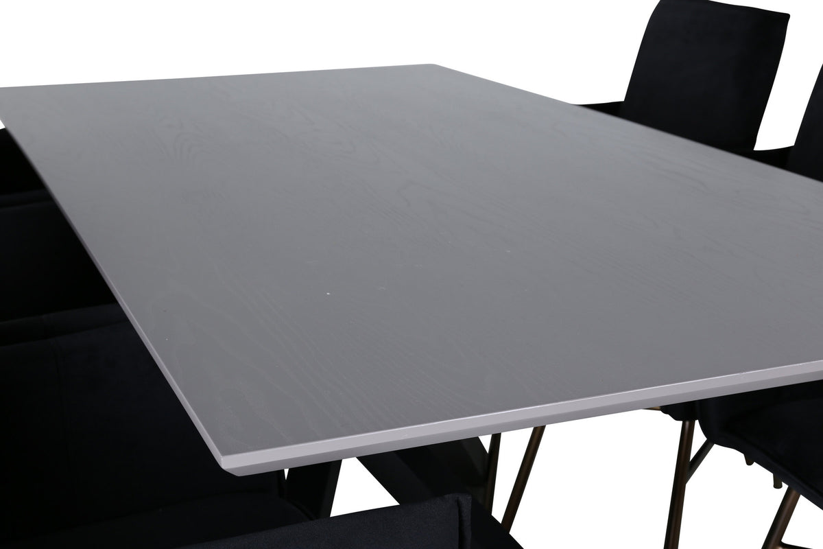 Piazza Esszimmerset + Petra 180cm/6St. in Grau / Schwarz / Kupfer präsentiert im Onlineshop von KAQTU Design AG. Esszimmerset ist von Venture Home