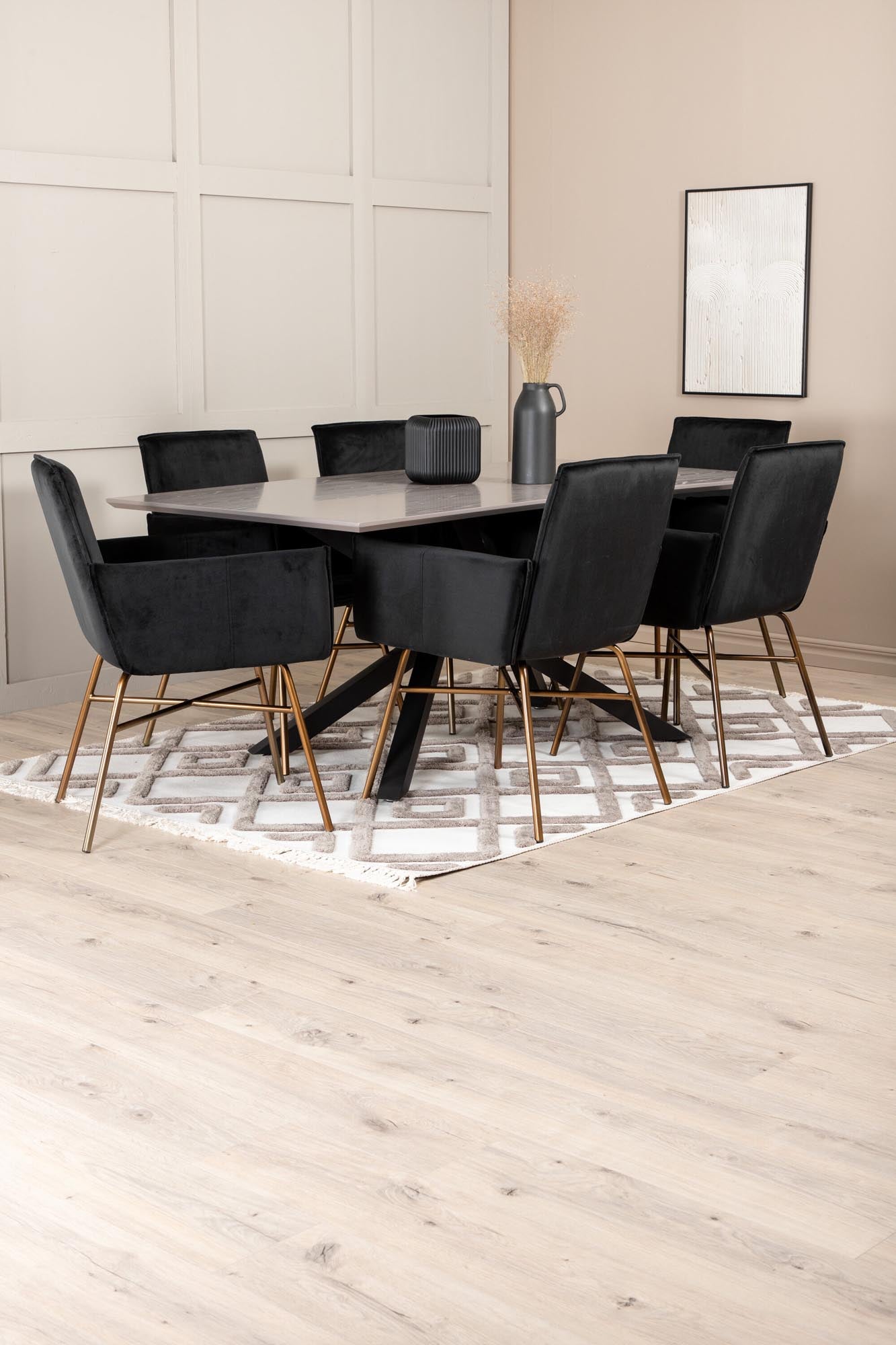 Piazza Esszimmerset + Petra 180cm/6St. in Grau / Schwarz / Kupfer präsentiert im Onlineshop von KAQTU Design AG. Esszimmerset ist von Venture Home