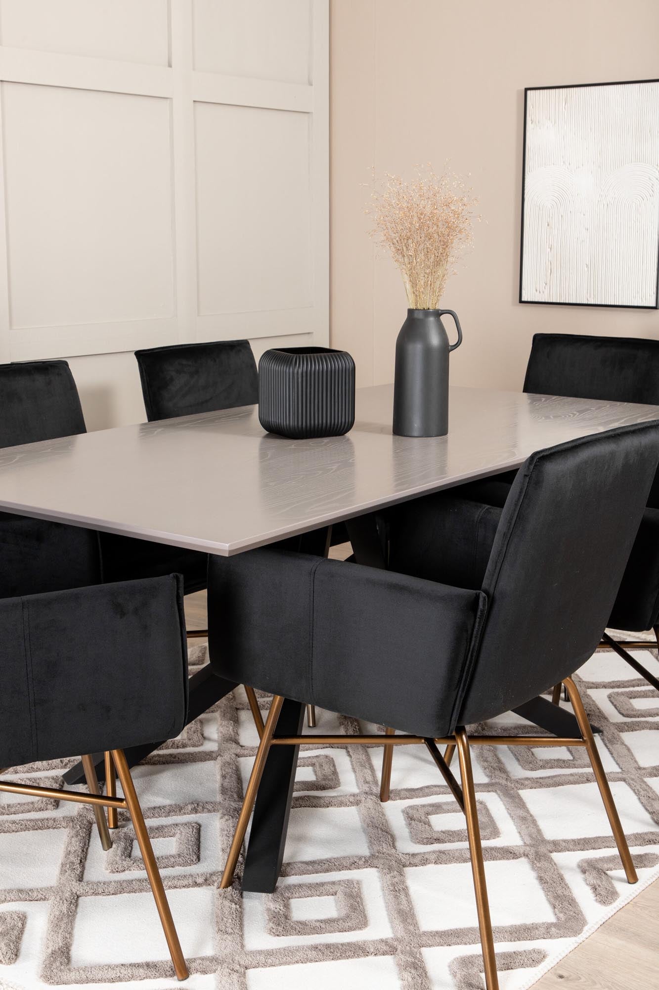 Piazza Esszimmerset + Petra 180cm/6St. in Grau / Schwarz / Kupfer präsentiert im Onlineshop von KAQTU Design AG. Esszimmerset ist von Venture Home