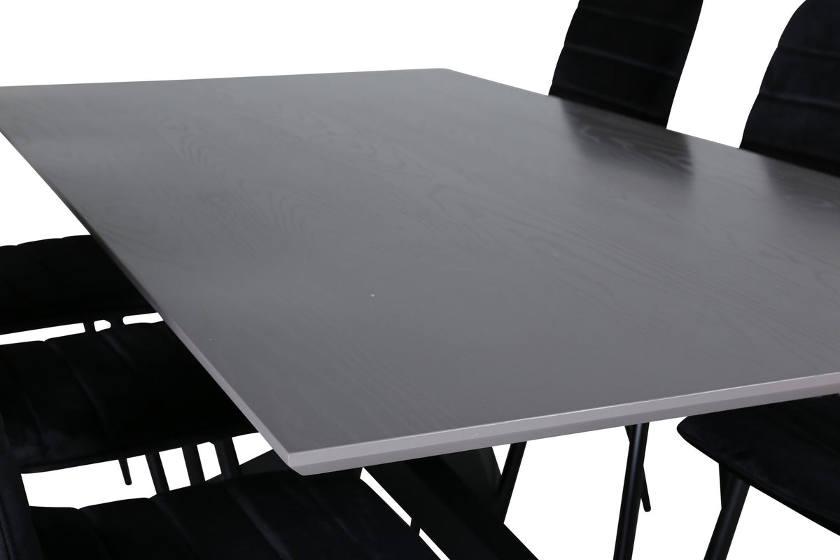 Piazza Esszimmerset + Windu 180cm/6St. in Grau / Schwarz präsentiert im Onlineshop von KAQTU Design AG. Esszimmerset ist von Venture Home
