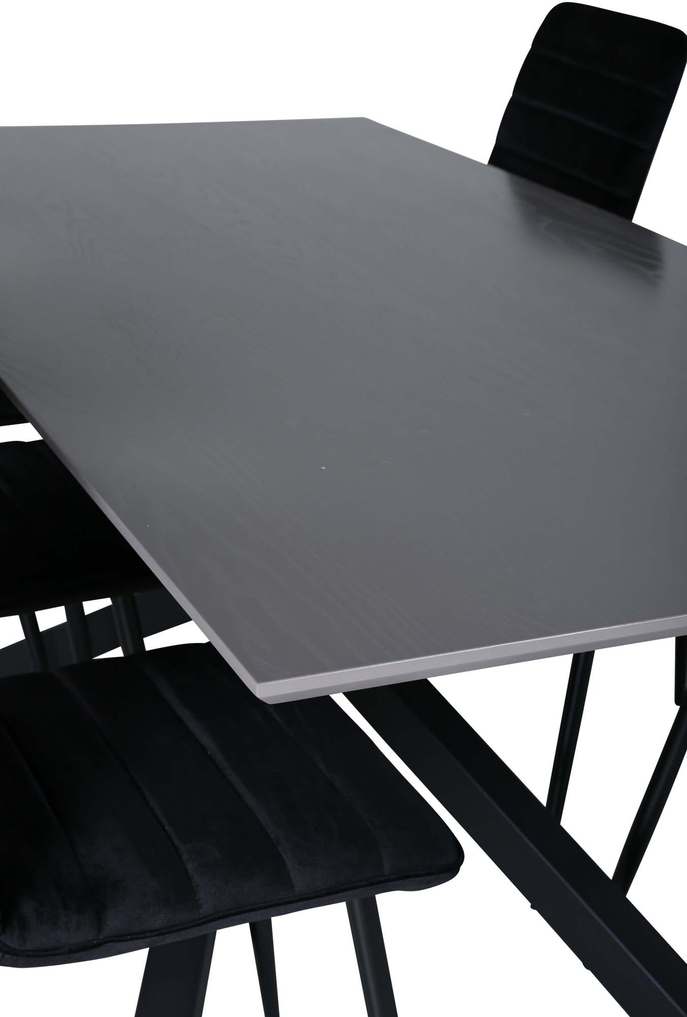 Piazza Esszimmerset + Windu 180cm/6St. in Grau / Schwarz präsentiert im Onlineshop von KAQTU Design AG. Esszimmerset ist von Venture Home
