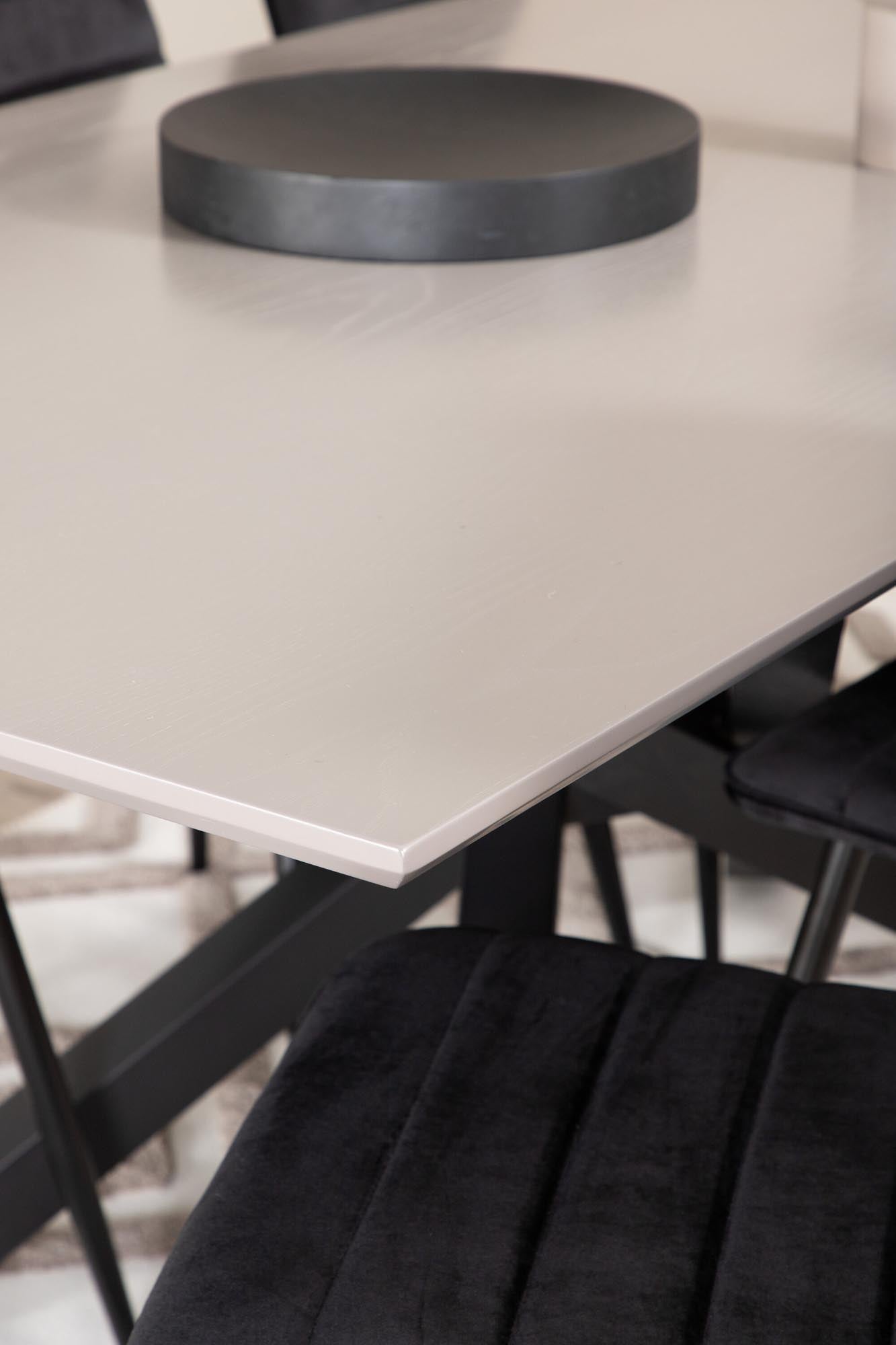 Piazza Esszimmerset + Windu 180cm/6St. in Grau / Schwarz präsentiert im Onlineshop von KAQTU Design AG. Esszimmerset ist von Venture Home