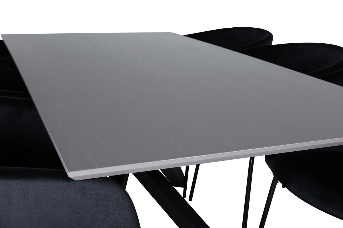 Piazza Esszimmerset + Berit 180cm/6St. in Grau / Schwarz präsentiert im Onlineshop von KAQTU Design AG. Esszimmerset ist von Venture Home