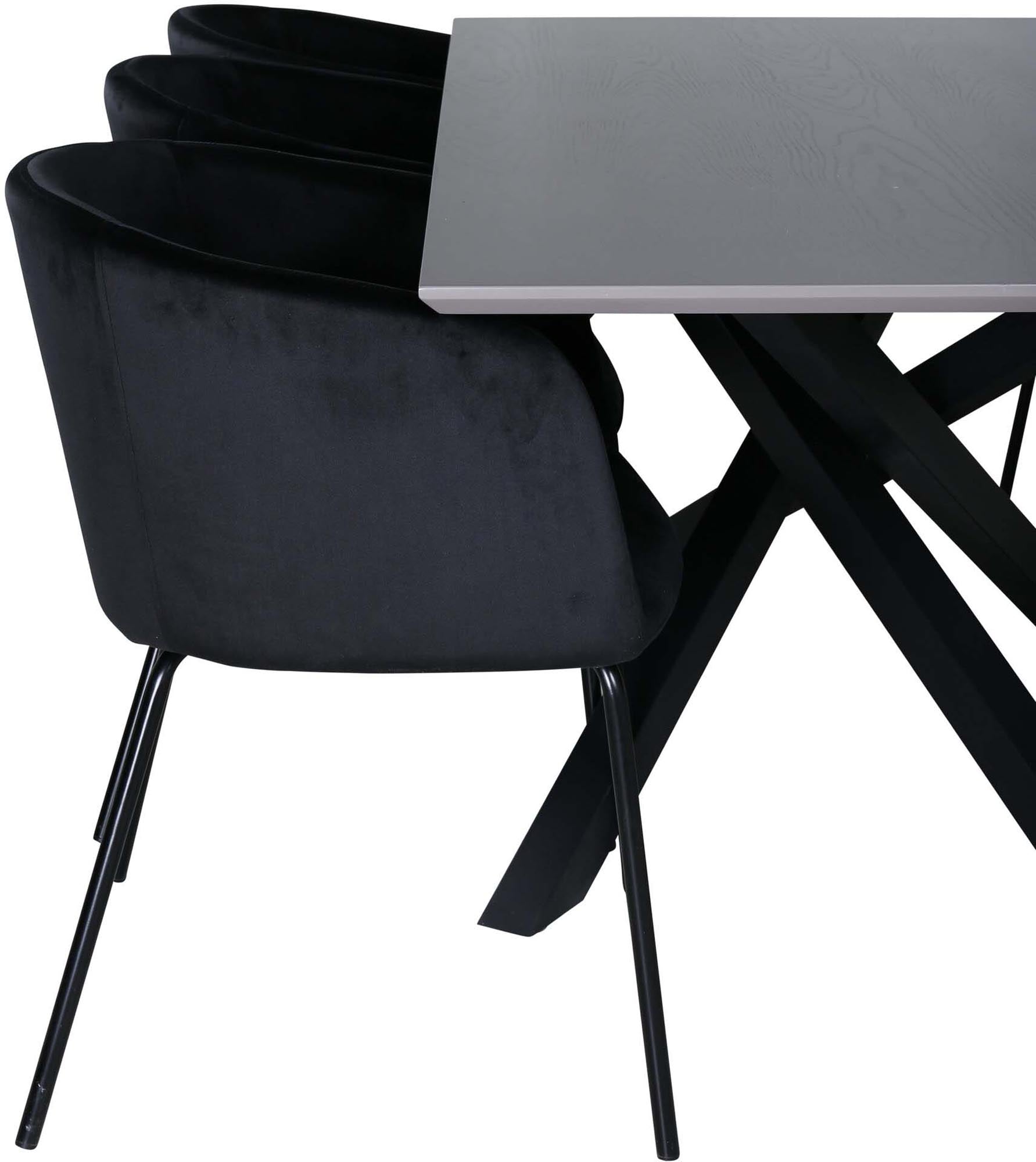 Piazza Esszimmerset + Berit 180cm/6St. in Grau / Schwarz präsentiert im Onlineshop von KAQTU Design AG. Esszimmerset ist von Venture Home