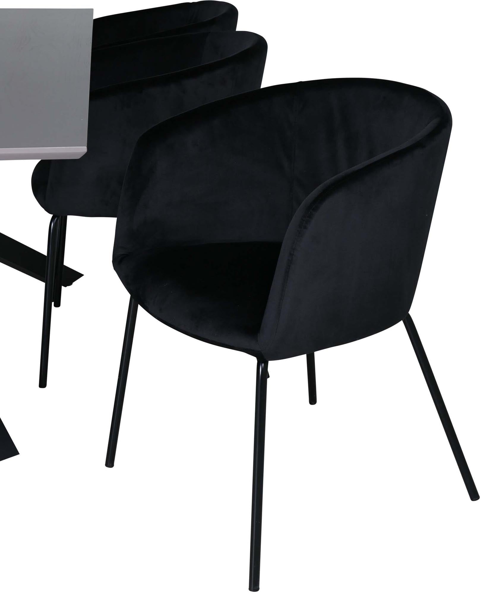 Piazza Esszimmerset + Berit 180cm/6St. in Grau / Schwarz präsentiert im Onlineshop von KAQTU Design AG. Esszimmerset ist von Venture Home