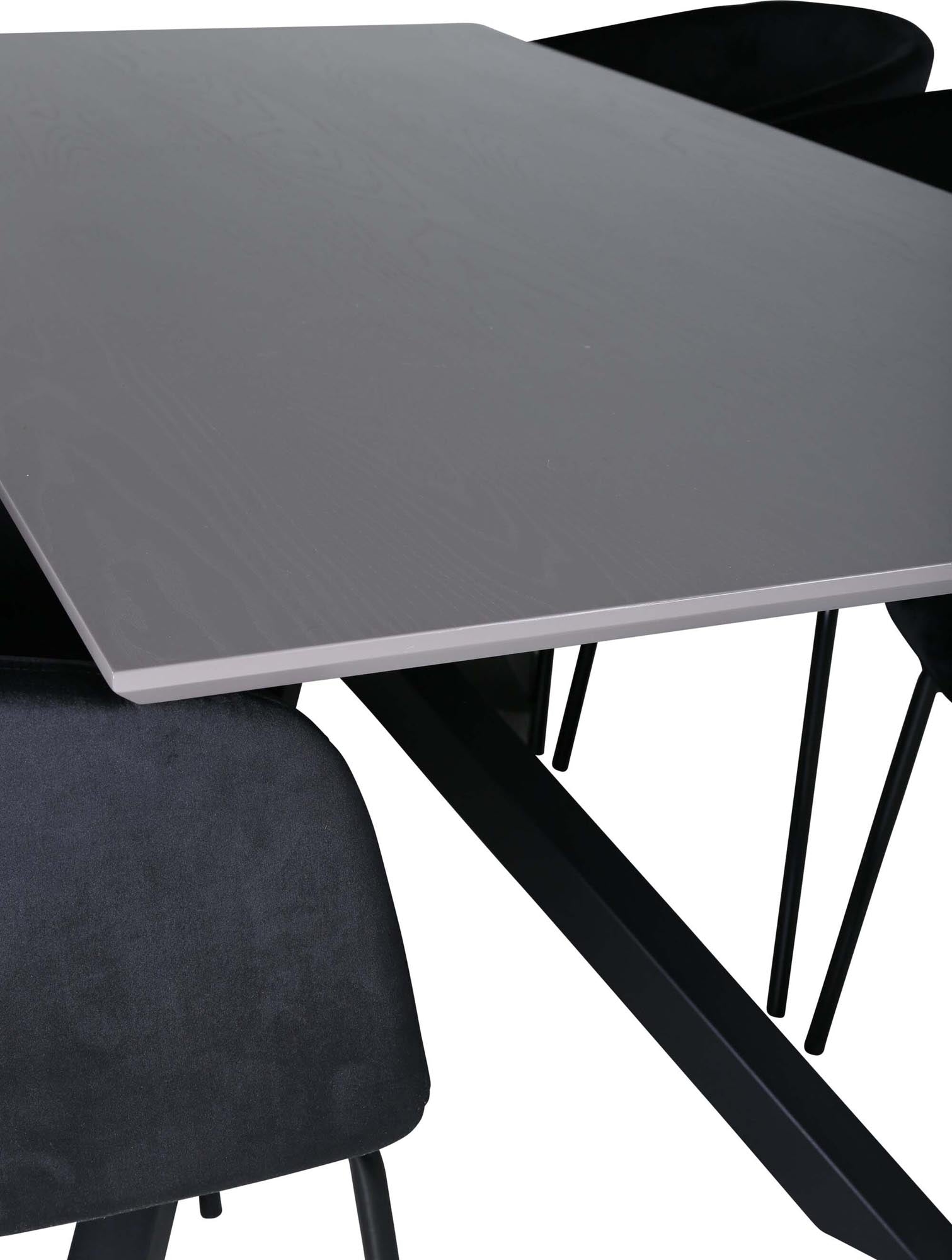 Piazza Esszimmerset + Berit 180cm/6St. in Grau / Schwarz präsentiert im Onlineshop von KAQTU Design AG. Esszimmerset ist von Venture Home