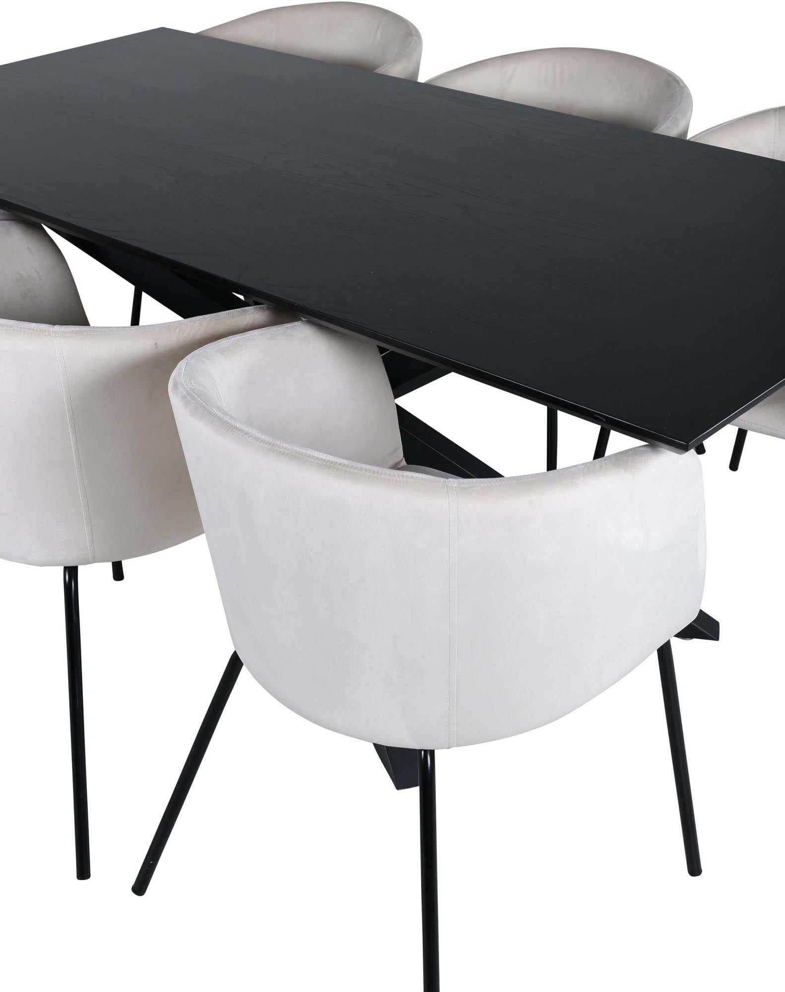 Piazza Esszimmerset + Berit 180cm/6St. in Beige, Schwarz präsentiert im Onlineshop von KAQTU Design AG. Esszimmerset ist von Venture Home