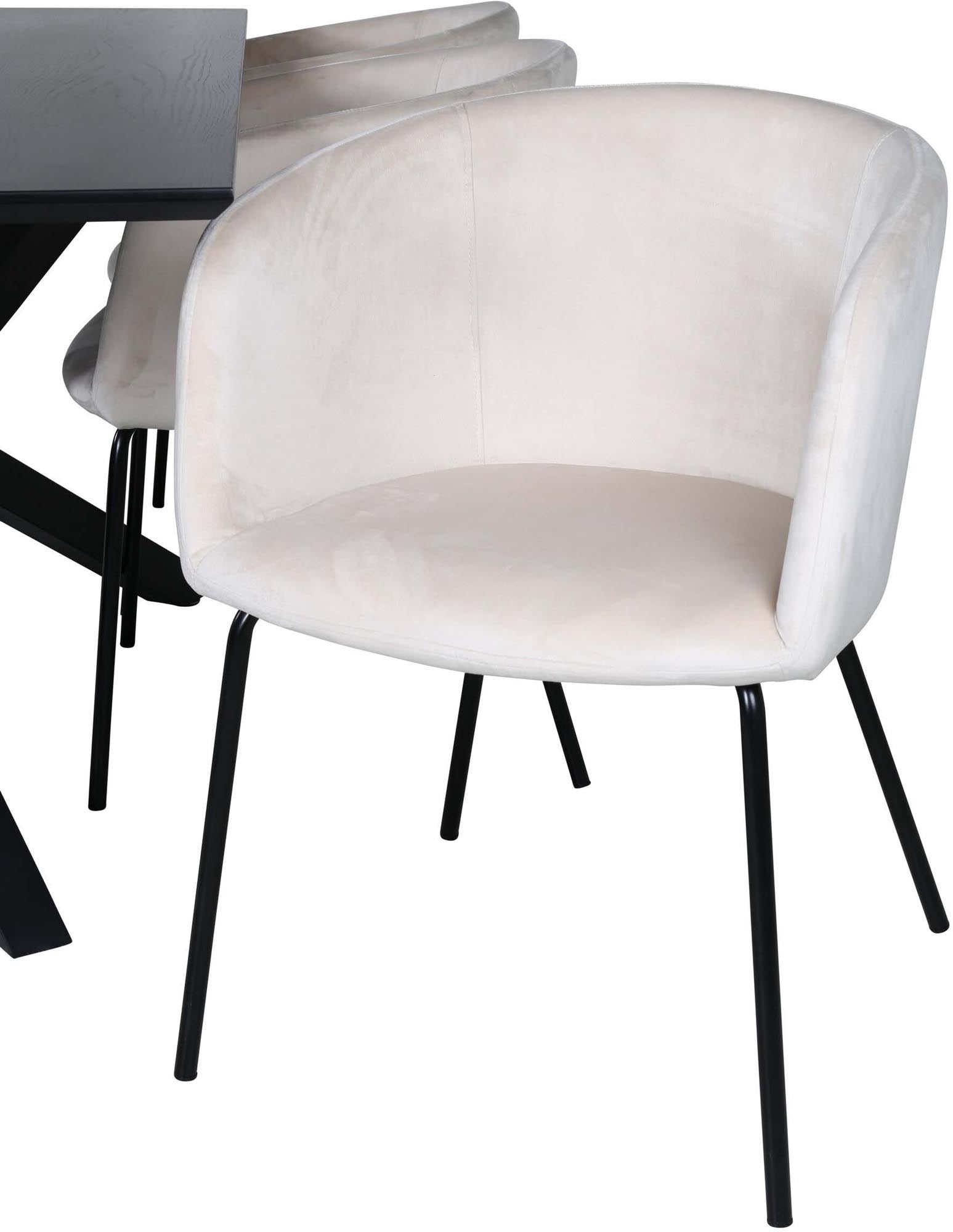 Piazza Esszimmerset + Berit 180cm/6St. in Beige, Schwarz präsentiert im Onlineshop von KAQTU Design AG. Esszimmerset ist von Venture Home