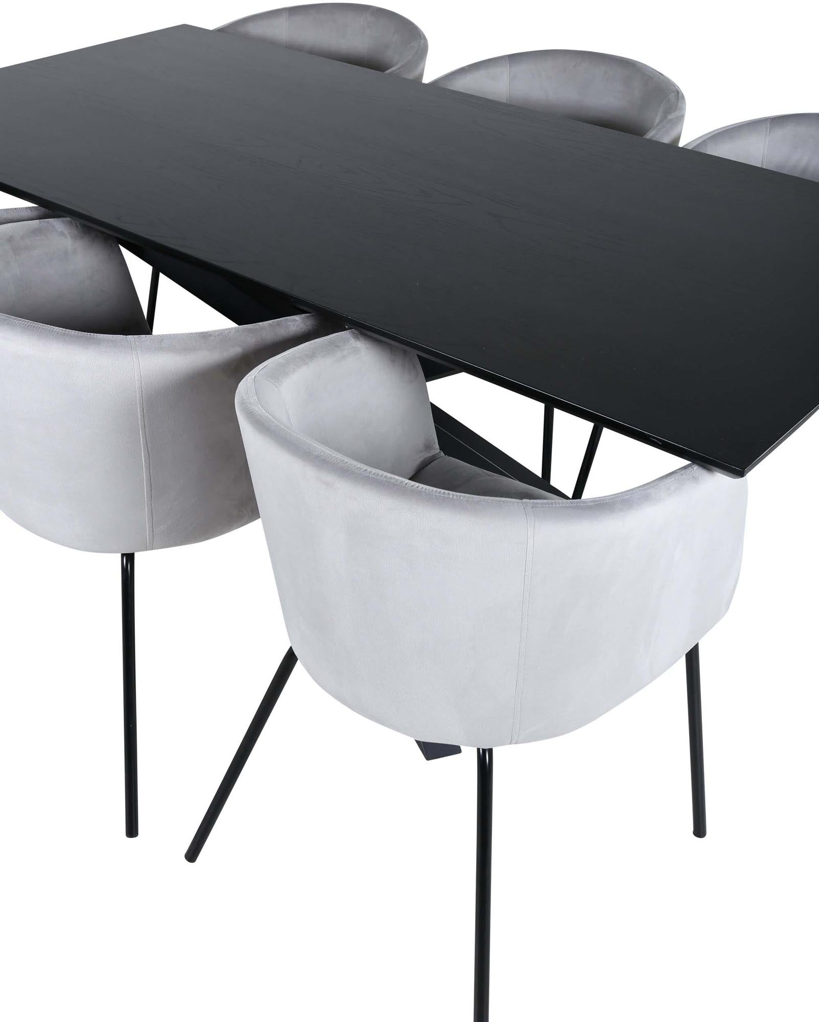 Piazza Esszimmerset + Berit 180cm/6St. in Schwarz / Hellgrau präsentiert im Onlineshop von KAQTU Design AG. Esszimmerset ist von Venture Home