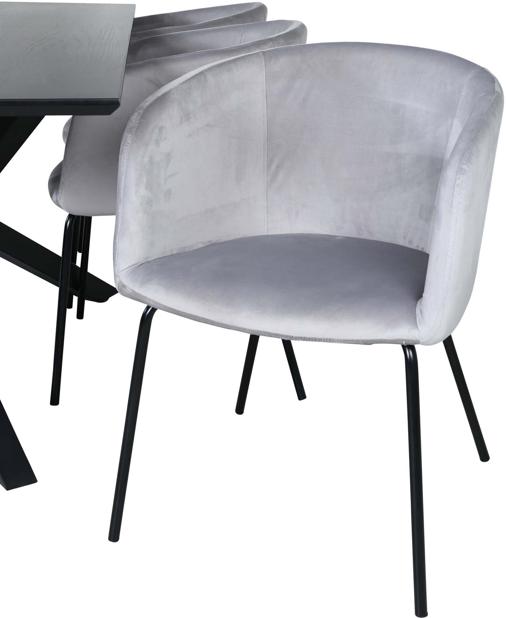 Piazza Esszimmerset + Berit 180cm/6St. in Schwarz / Hellgrau präsentiert im Onlineshop von KAQTU Design AG. Esszimmerset ist von Venture Home