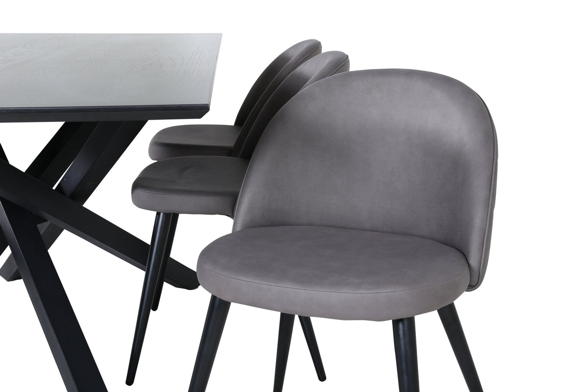 Piazza Esszimmerset + Velvet 180cm/6St. in Schwarz / Grau präsentiert im Onlineshop von KAQTU Design AG. Esszimmerset ist von Venture Home