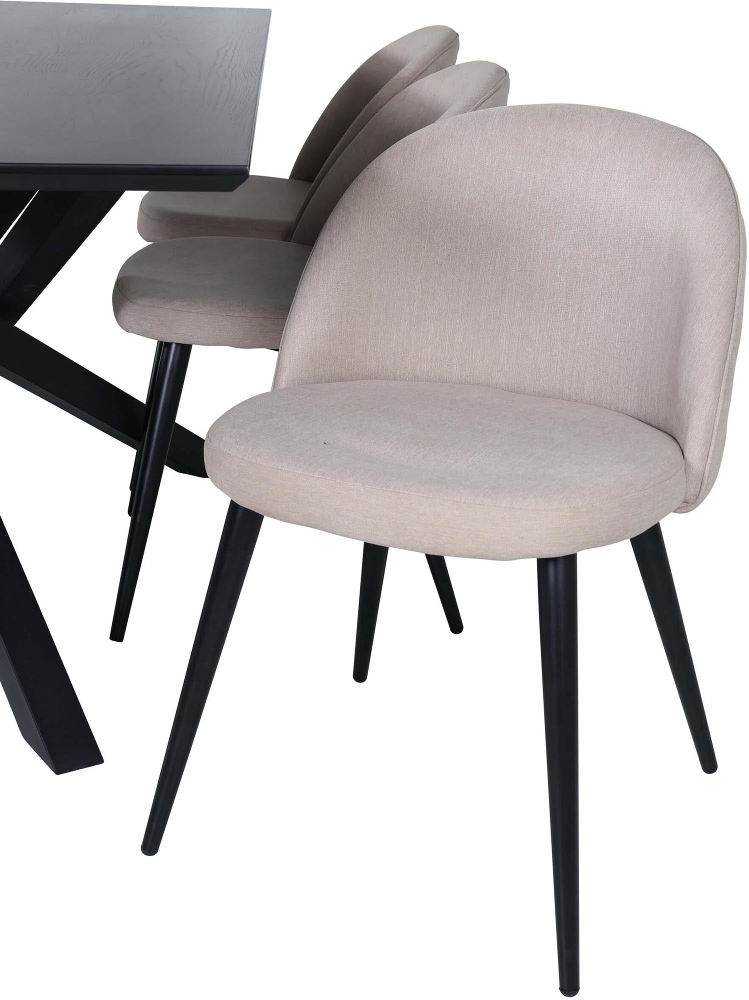 Piazza Esszimmerset + Velvet 180cm/6St. in Schwarz / dunkles Beige präsentiert im Onlineshop von KAQTU Design AG. Esszimmerset ist von Venture Home