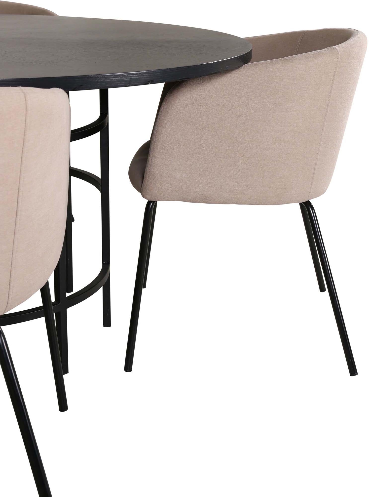 Esszimmerset Copenhagen + Berit ⌀140cm/4St. in Beige, Schwarz präsentiert im Onlineshop von KAQTU Design AG. Esszimmerset ist von Venture Home