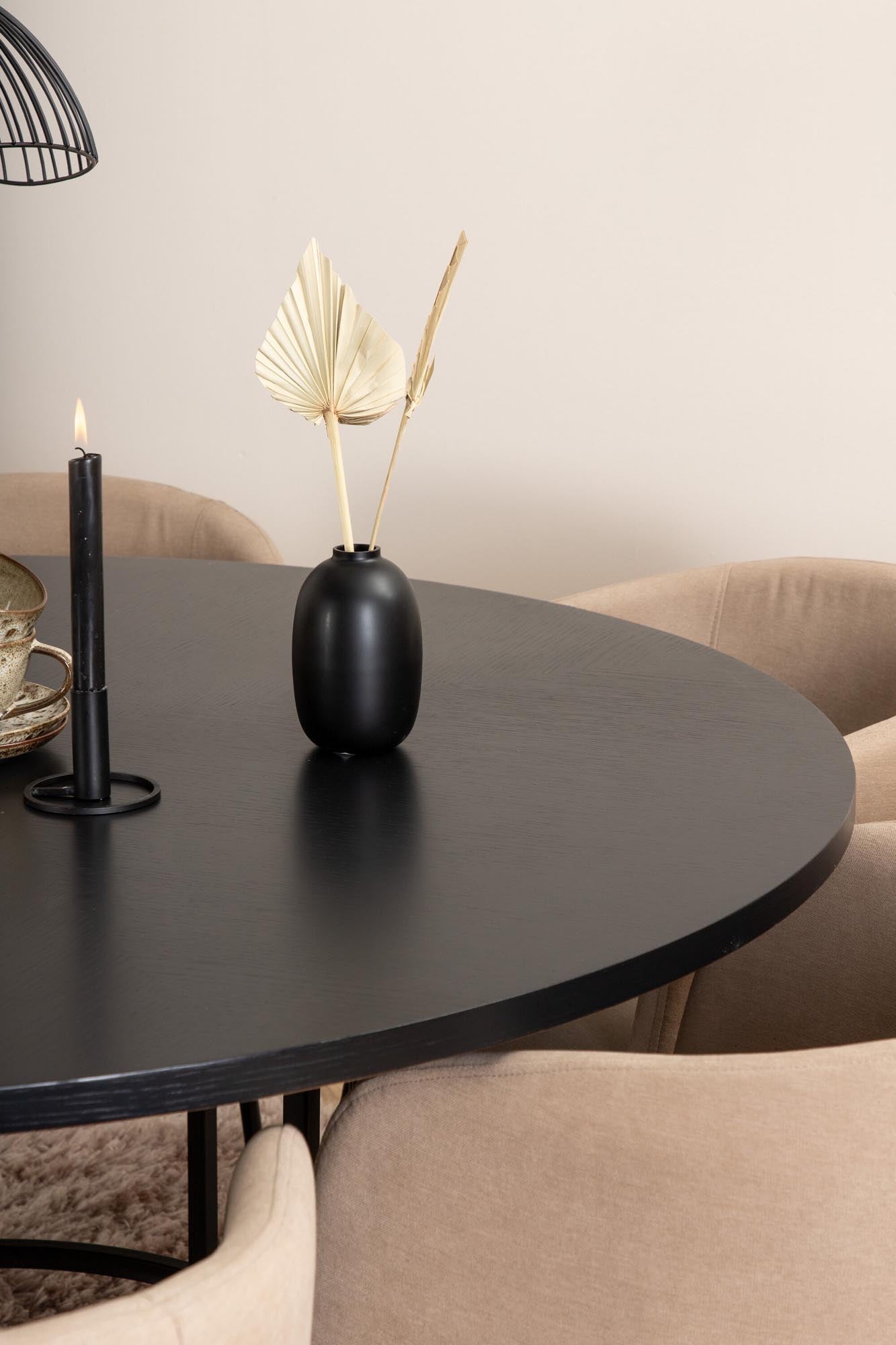 Esszimmerset Copenhagen + Berit ⌀140cm/6St. in Beige, Schwarz präsentiert im Onlineshop von KAQTU Design AG. Esszimmerset ist von Venture Home