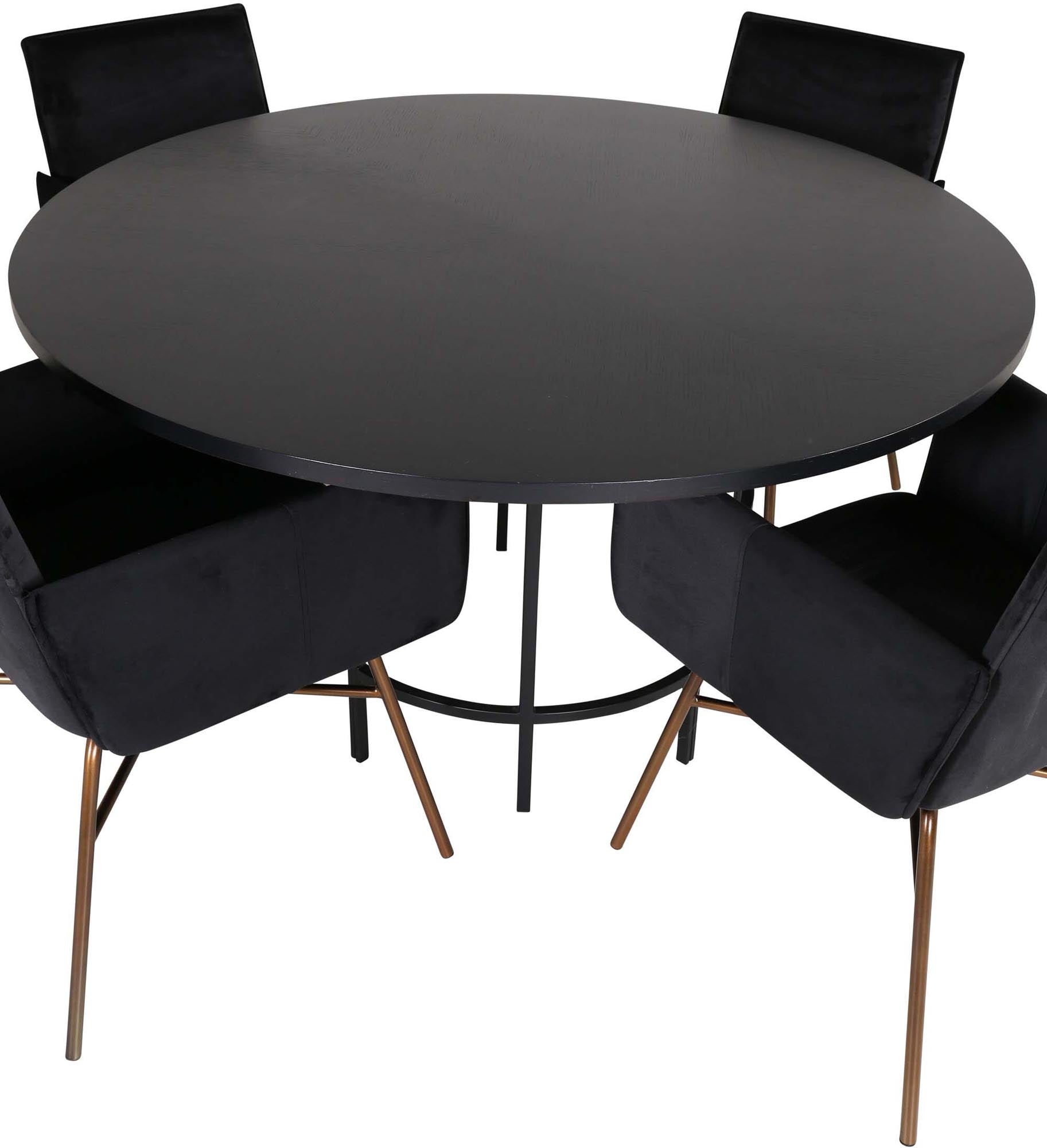 Esszimmerset Copenhagen + Petra ⌀140cm/4St. in Schwarz, Kupfer präsentiert im Onlineshop von KAQTU Design AG. Esszimmerset ist von Venture Home