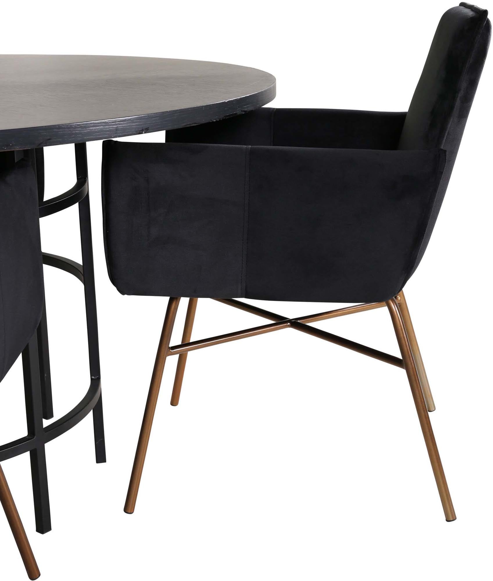 Esszimmerset Copenhagen + Petra ⌀140cm/4St. in Schwarz, Kupfer präsentiert im Onlineshop von KAQTU Design AG. Esszimmerset ist von Venture Home