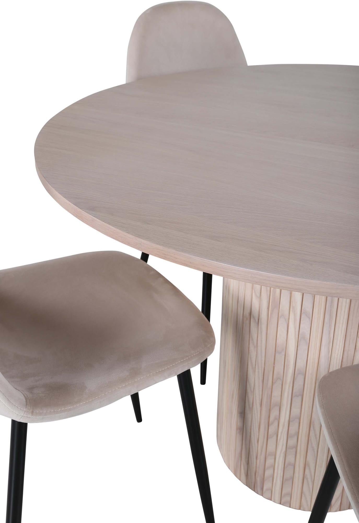 Bianca Esszimmerset + Polar ⌀110cm/4St. in Weiss / Beige präsentiert im Onlineshop von KAQTU Design AG. Esszimmerset ist von Venture Home