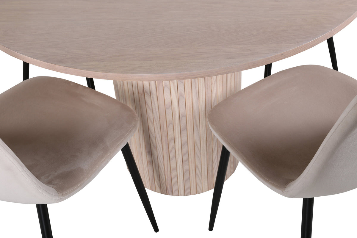 Bianca Esszimmerset + Polar ⌀110cm/4St. in Weiss / Beige präsentiert im Onlineshop von KAQTU Design AG. Esszimmerset ist von Venture Home