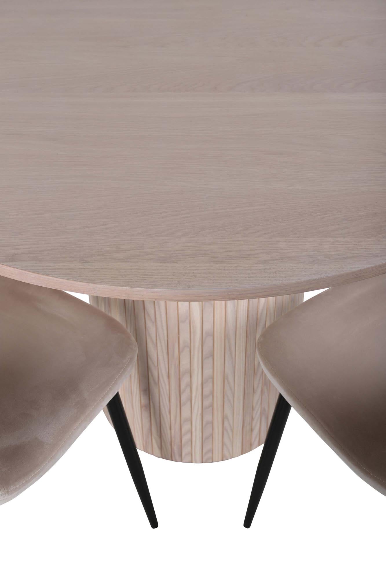 Stilvolles Bianca Esszimmerset: Runder Tisch & 4 Stühle von Venture Home.