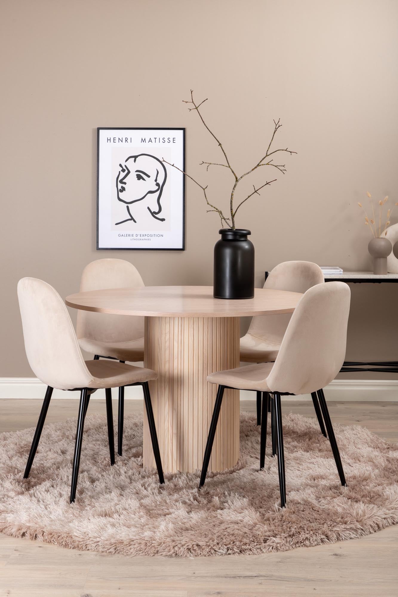Bianca Esszimmerset + Polar ⌀110cm/4St. in Weiss / Beige präsentiert im Onlineshop von KAQTU Design AG. Esszimmerset ist von Venture Home