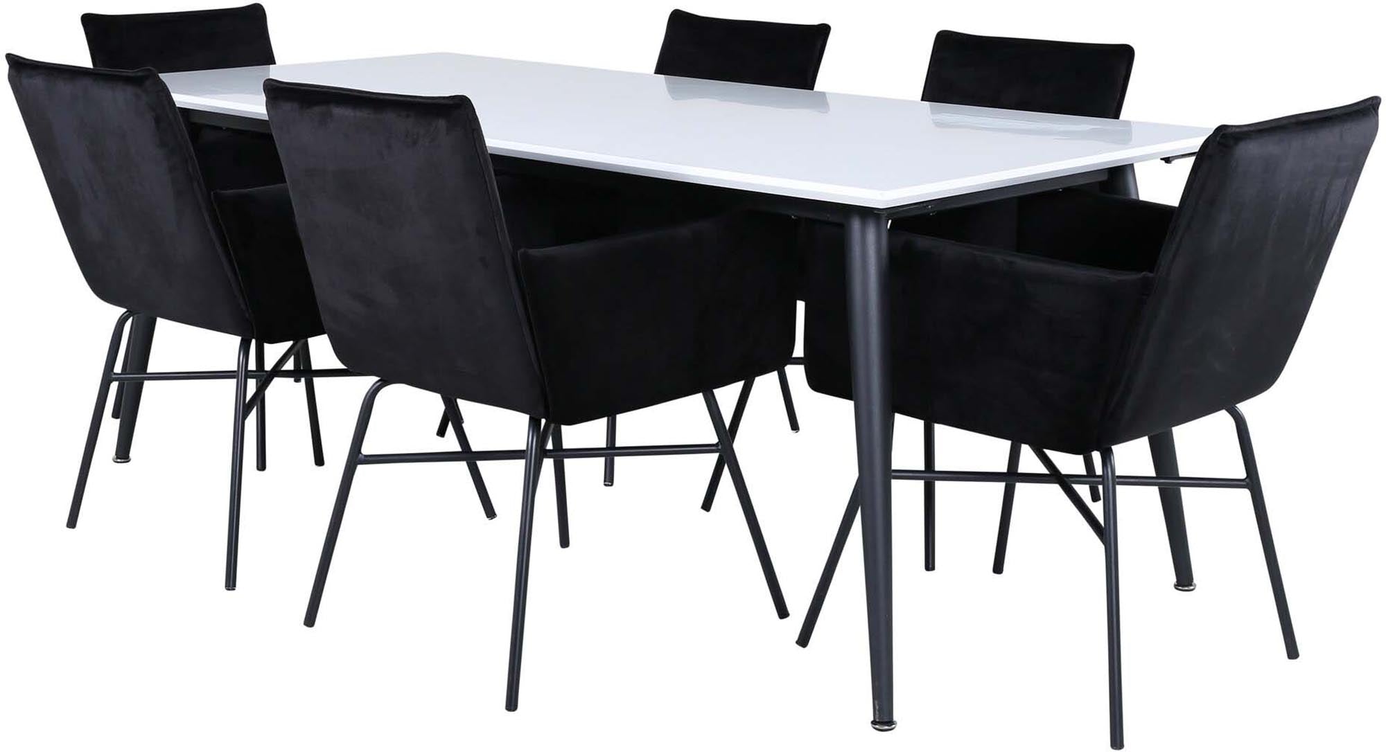 Jimmy Esszimmerset + Petra 195cm/6St. in Schwarz präsentiert im Onlineshop von KAQTU Design AG. Esszimmerset ist von Venture Home
