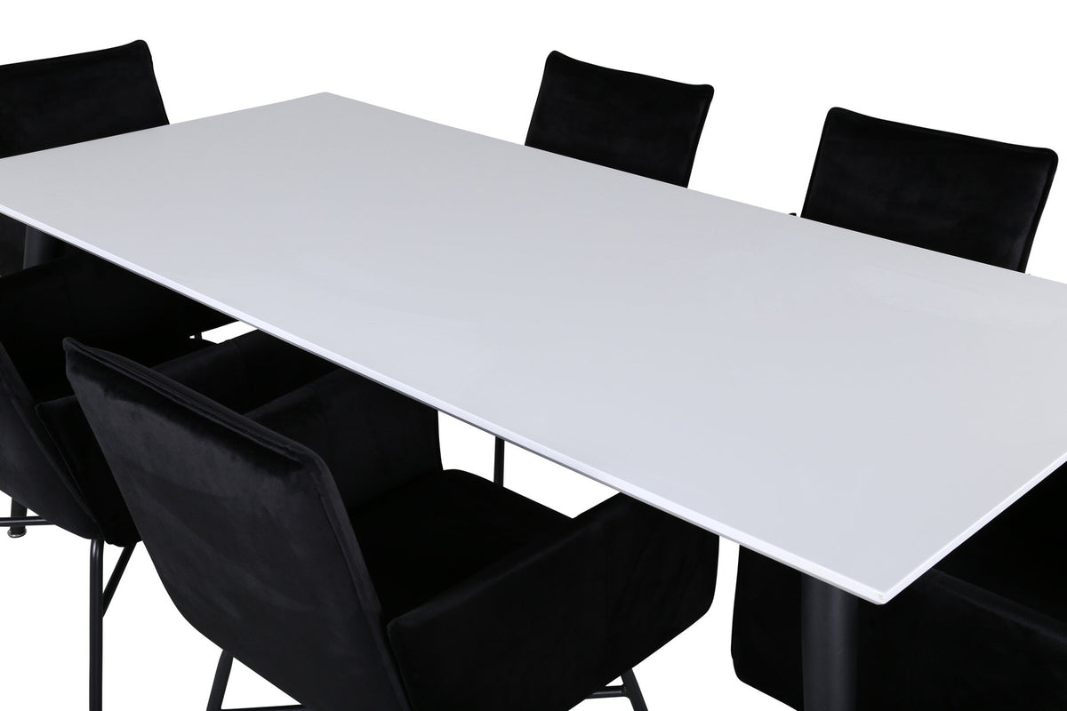 Jimmy Esszimmerset + Petra 195cm/6St. in Schwarz präsentiert im Onlineshop von KAQTU Design AG. Esszimmerset ist von Venture Home
