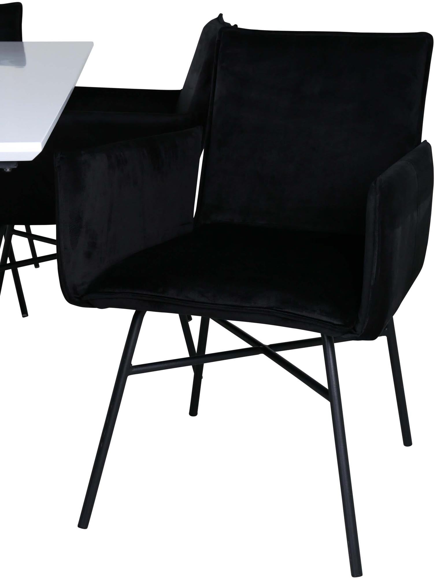 Erleben Sie das stilvolle Jimmy Esszimmerset mit den komfortablen Petra-Stühlen. Perfekt für festliche Anlässe und gemütliche Zusammenkünfte.