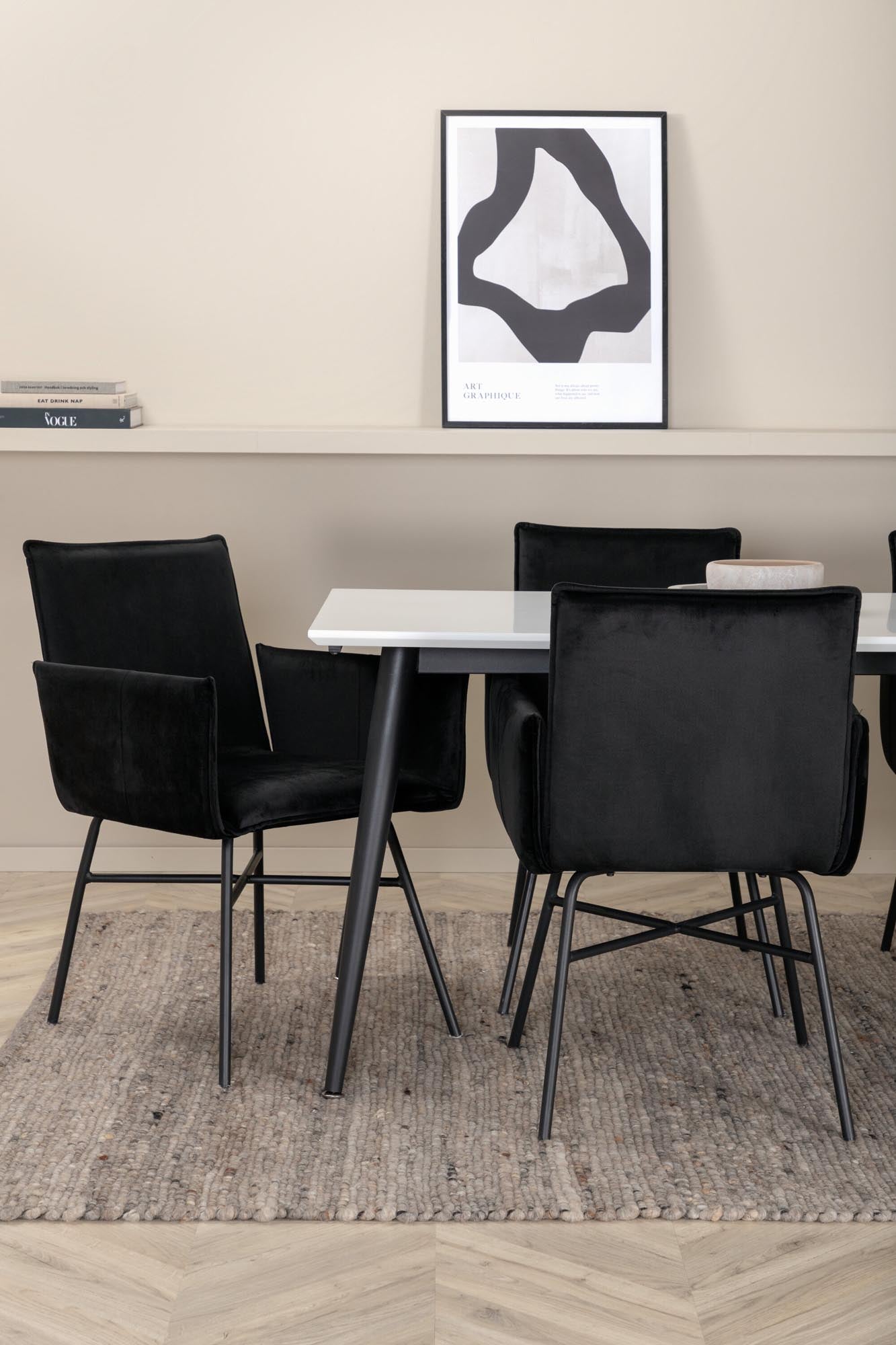 Jimmy Esszimmerset + Petra 195cm/6St. in Schwarz präsentiert im Onlineshop von KAQTU Design AG. Esszimmerset ist von Venture Home