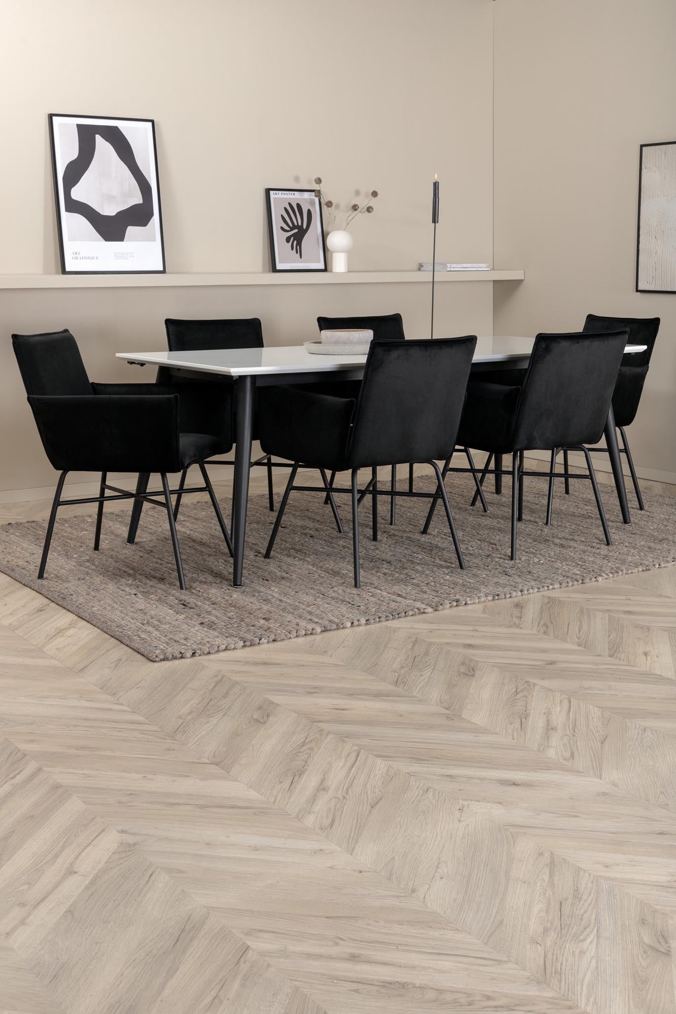 Jimmy Esszimmerset + Petra 195cm/6St. in Schwarz präsentiert im Onlineshop von KAQTU Design AG. Esszimmerset ist von Venture Home