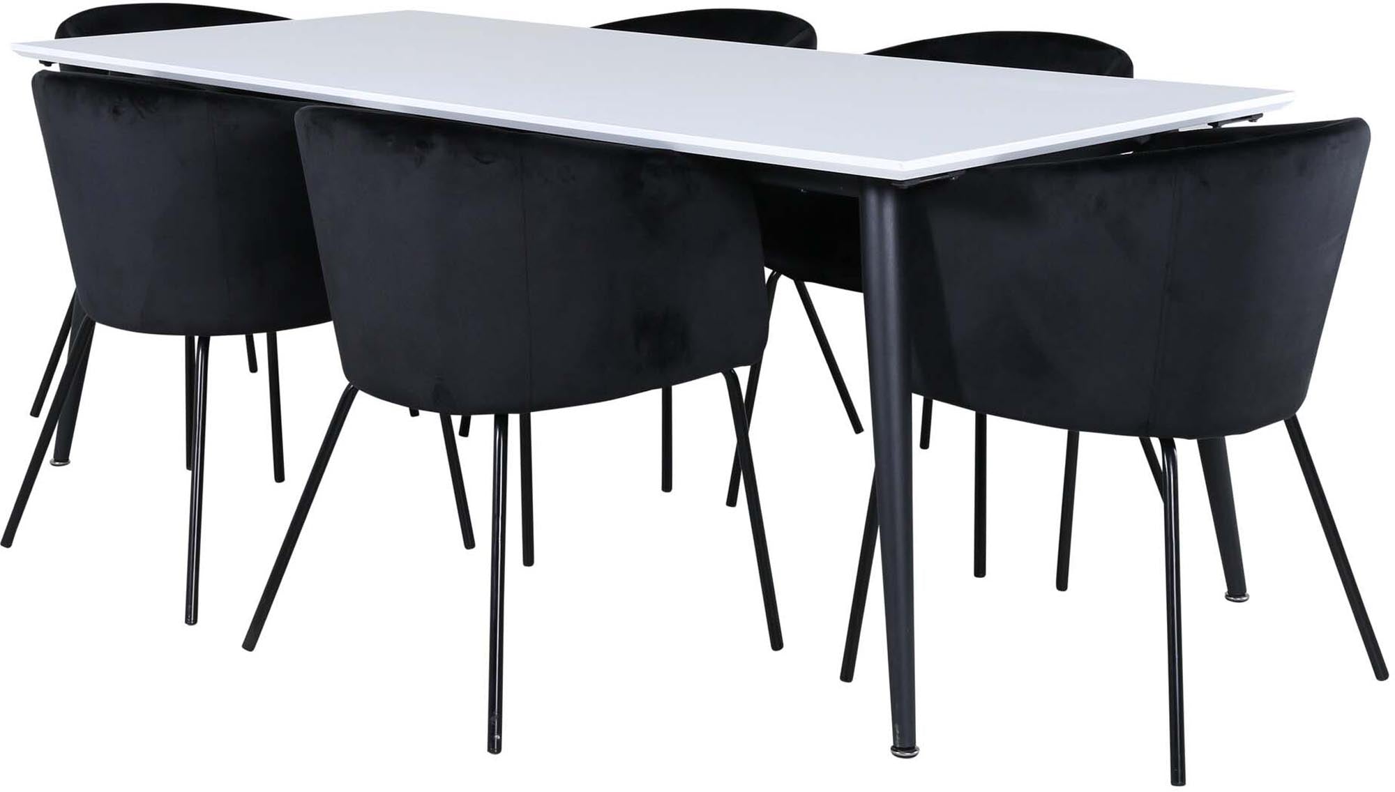Jimmy Esszimmerset + Berit 195cm/6St. in Schwarz präsentiert im Onlineshop von KAQTU Design AG. Esszimmerset ist von Venture Home
