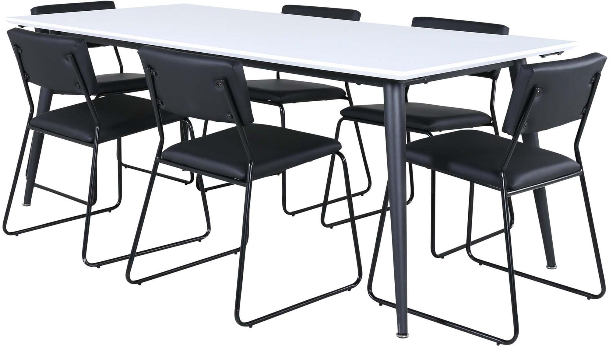 Jimmy Esszimmerset + Kenth 195cm/6St. in Schwarz präsentiert im Onlineshop von KAQTU Design AG. Esszimmerset ist von Venture Home
