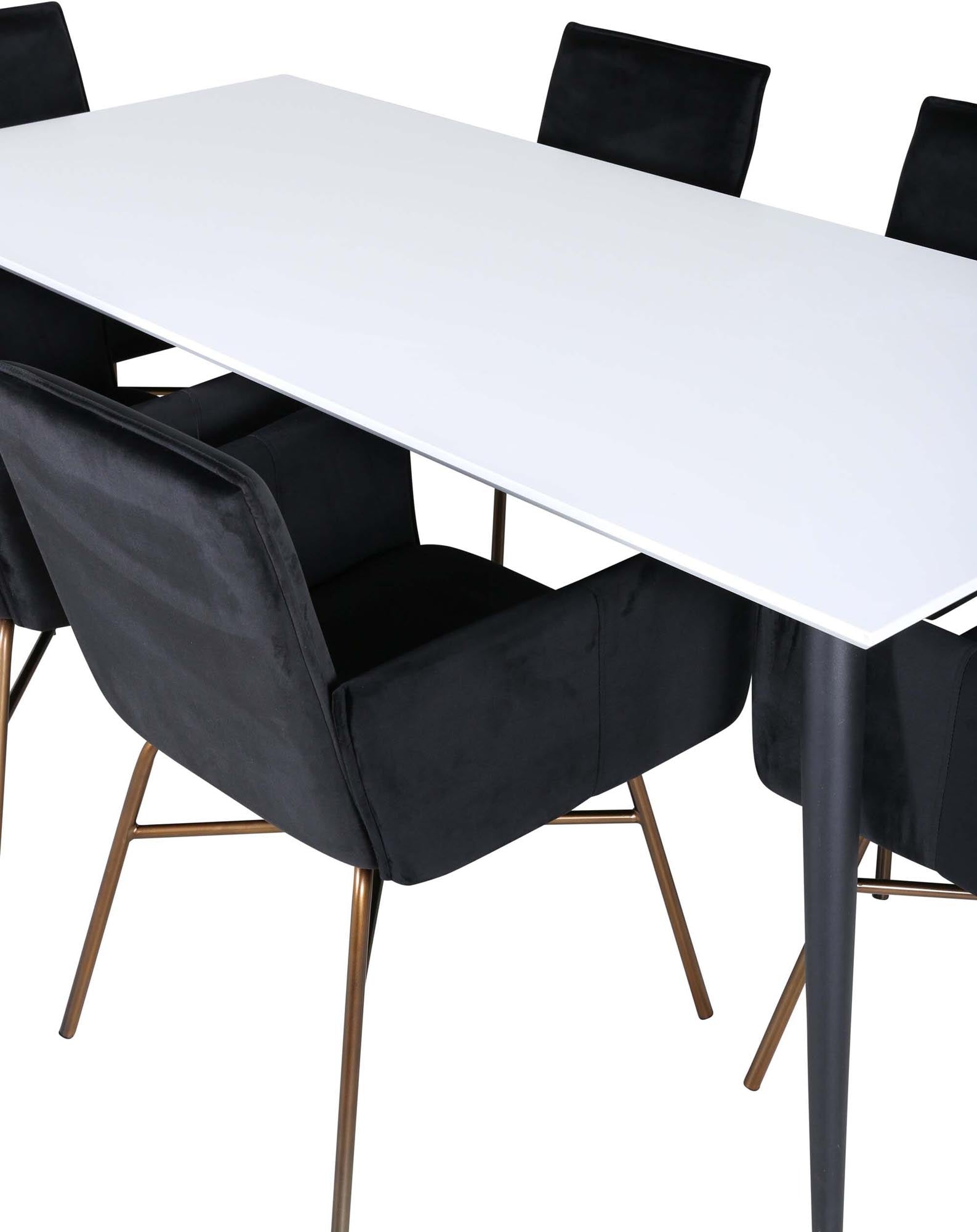 Jimmy Esszimmerset + Petra 195cm/6St. in Schwarz, Kupfer präsentiert im Onlineshop von KAQTU Design AG. Esszimmerset ist von Venture Home