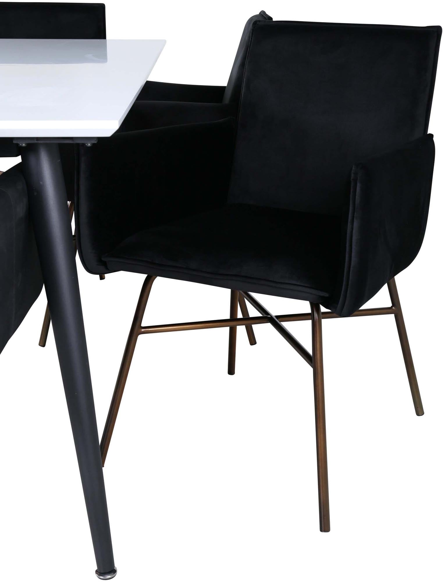 Jimmy Esszimmerset + Petra 195cm/6St. in Schwarz, Kupfer präsentiert im Onlineshop von KAQTU Design AG. Esszimmerset ist von Venture Home