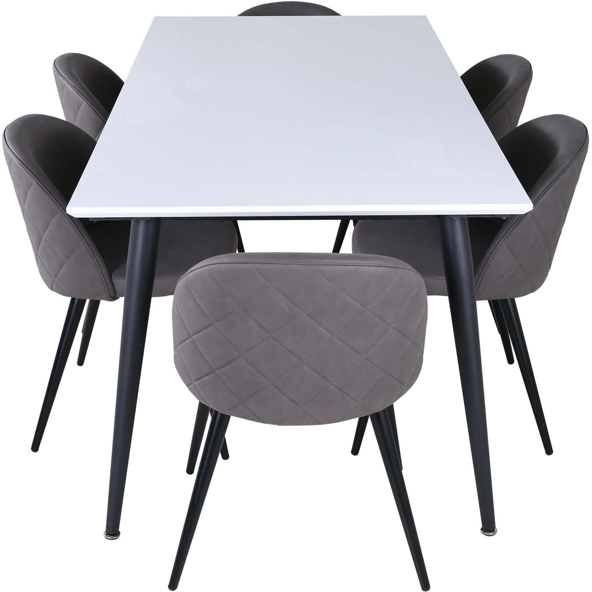Jimmy Esszimmerset + Velvet 195cm/6St. in Schwarzgrau präsentiert im Onlineshop von KAQTU Design AG. Esszimmerset ist von Venture Home