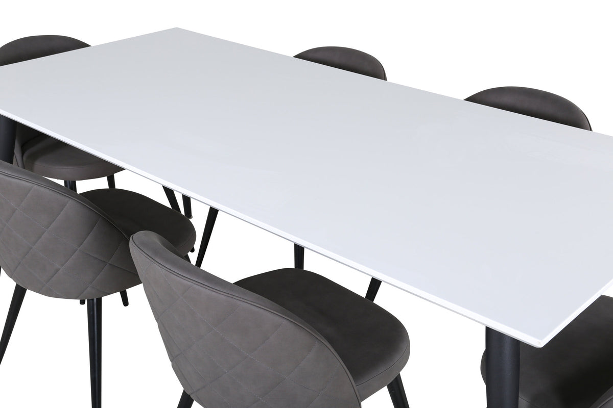 Jimmy Esszimmerset + Velvet 195cm/6St. in Schwarzgrau präsentiert im Onlineshop von KAQTU Design AG. Esszimmerset ist von Venture Home