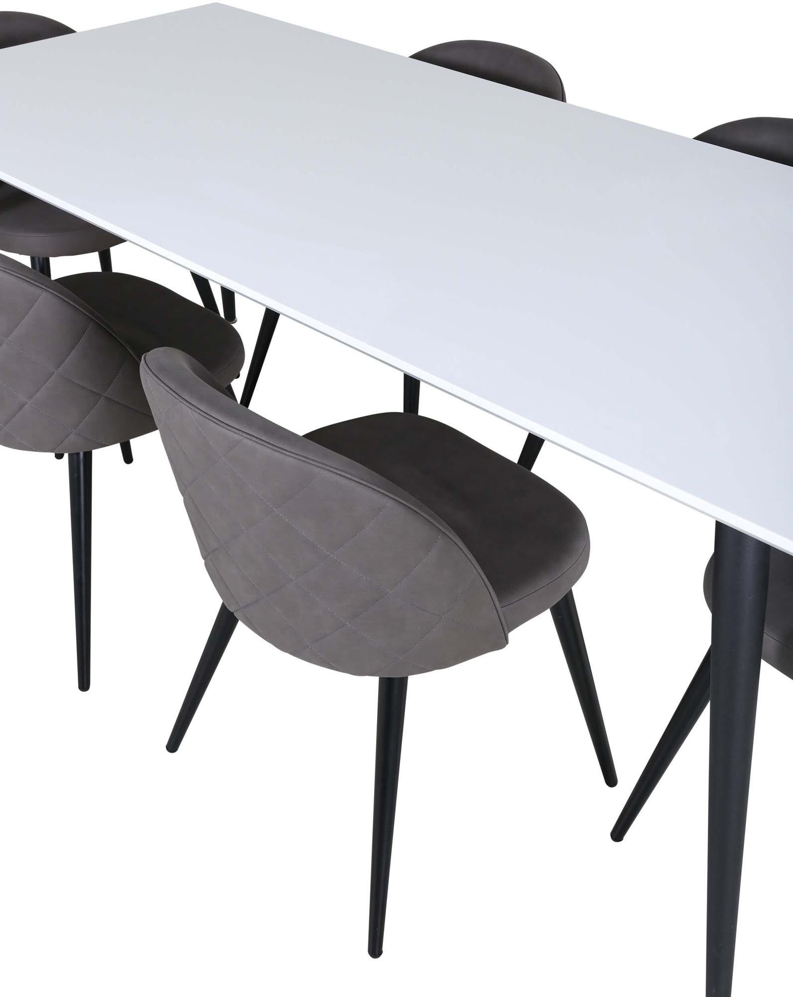 Jimmy Esszimmerset + Velvet 195cm/6St. in Schwarzgrau präsentiert im Onlineshop von KAQTU Design AG. Esszimmerset ist von Venture Home